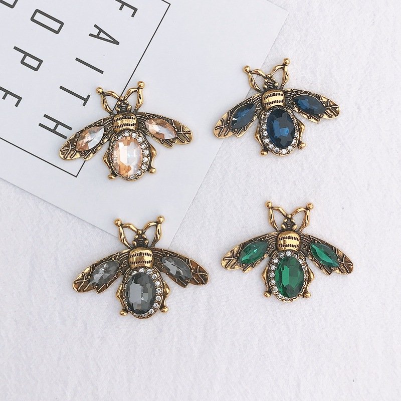 Wholesale Flatback Rhinestone Bee Button DIY Rhinestone Flatback Button For Hair Flower Wedding Embellishment LSGL178