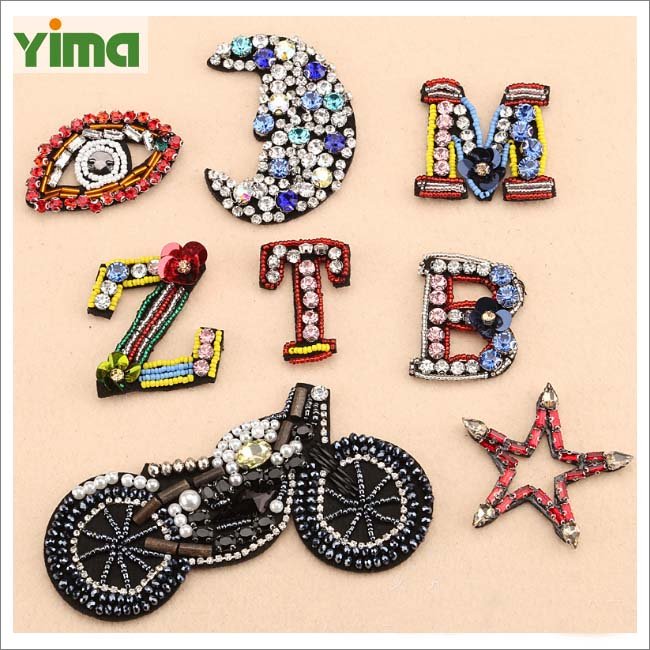 Custom wholesale stoney patch rhinestone applique for garment