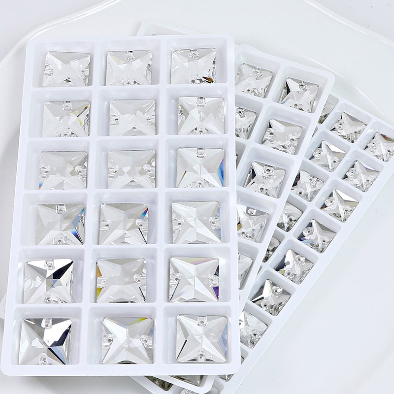 Dongzhou Square sew on crystal Flatback Rhinestones wholesale lead-free crystal beads for garment shoes diy sewing accessories