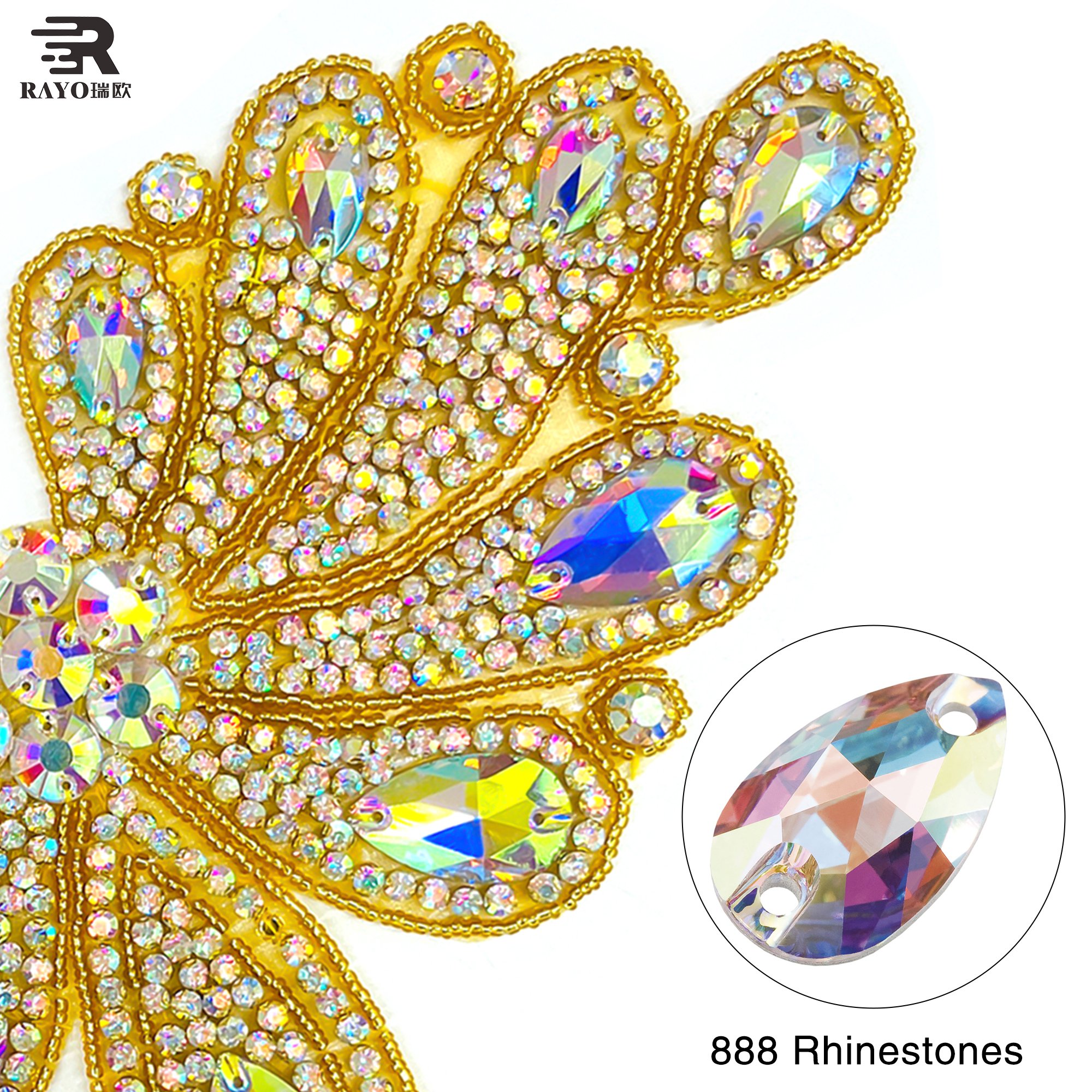 RAYO New Arrival Shiny Butterfly Design Rhinestone Applique for Dance Performance Dresses Bags Festival dress Hair Accesory