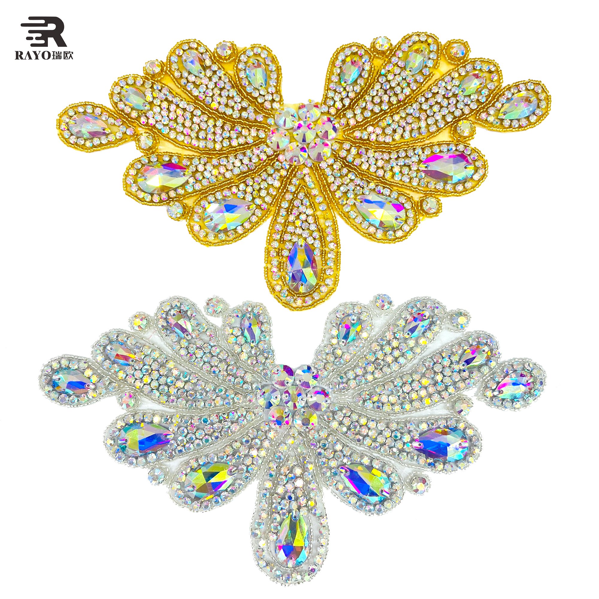RAYO New Arrival Shiny Butterfly Design Rhinestone Applique for Dance Performance Dresses Bags Festival dress Hair Accesory