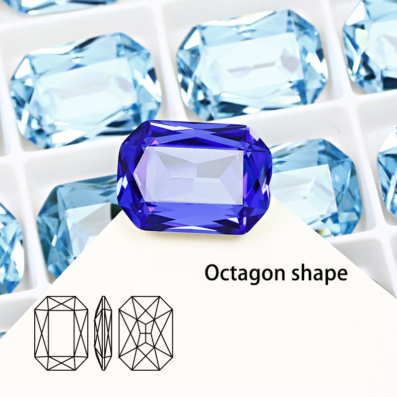 Pointed Back silver plating Octagon rhinestones k9 fancy Stones wholesale crystal beads for jewelry nail art diy accessories