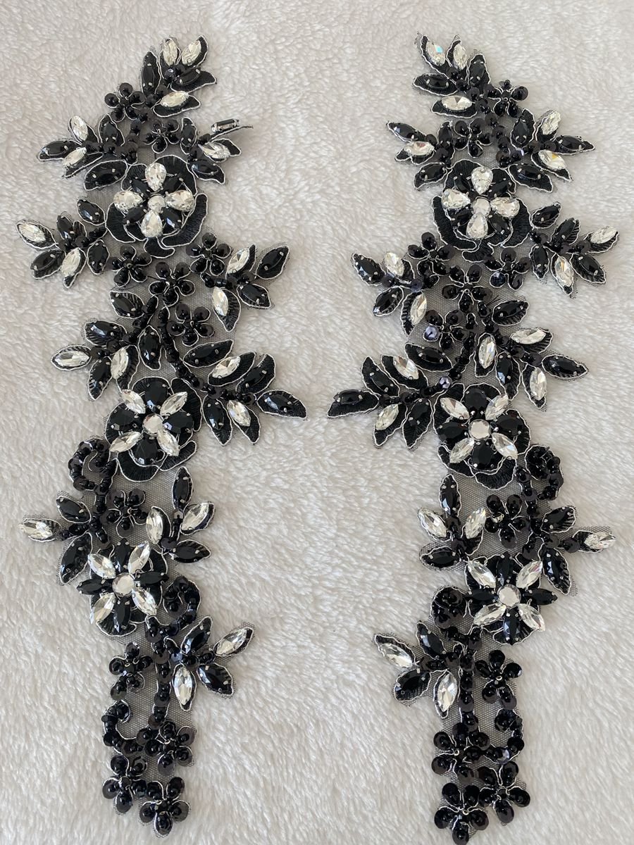 ecoparty 1pair High Quality Clothing Beaded Accessories Rhinestones Applique Patches For Clothing DIY