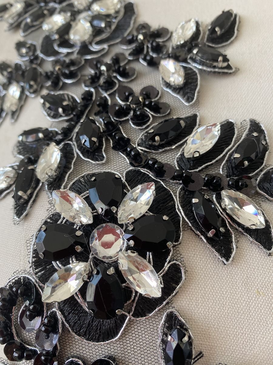 ecoparty 1pair High Quality Clothing Beaded Accessories Rhinestones Applique Patches For Clothing DIY
