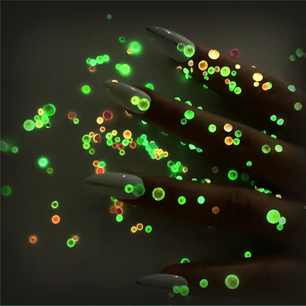 14400pcs/bulk Glowing Beads Fluorescence Rhinestones Charms Nails Art Decoration Handicrafts DIY Rhinestones Colorful Glass