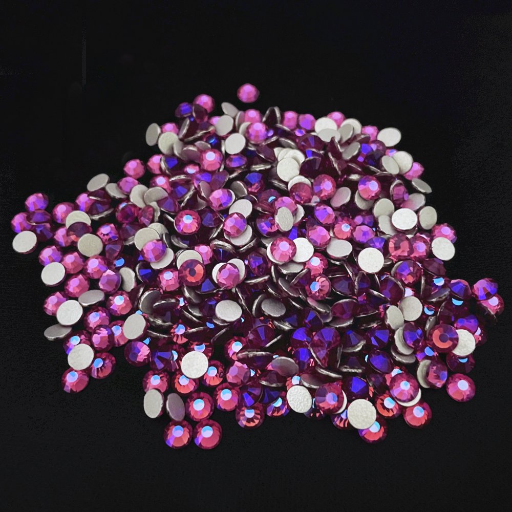 Rhinestones Flat Back Non Hotfix Glitter Diamond Rhinestones fuchsia AB Wholesale Glass Shoes Crystal 2 Bag Lead Free
