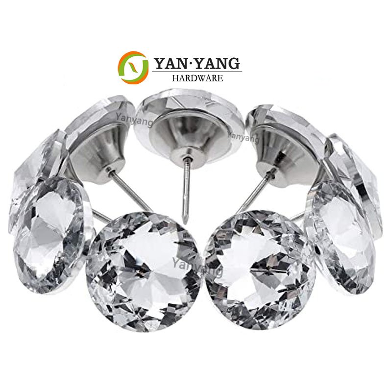 High quality 20mm crystal round glass furniture buttons upholstery rhinestone sofa button