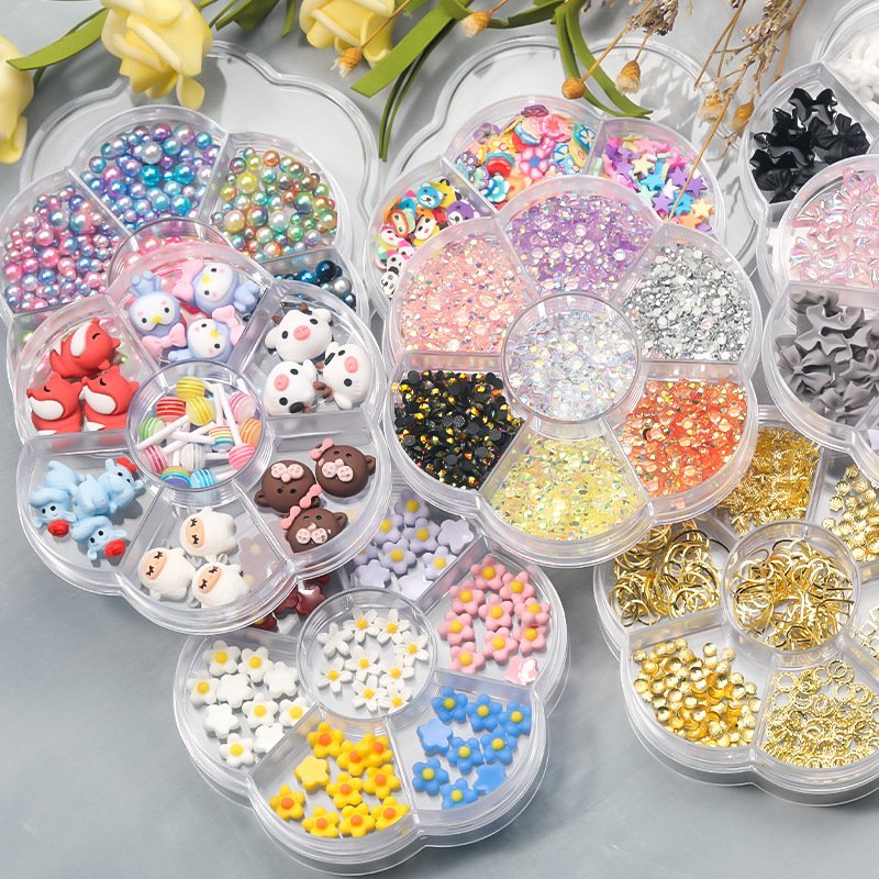 Nail Arrive Art Jewelry Bow Knot Mixed Set Box Nail Decoration Drill Accessories