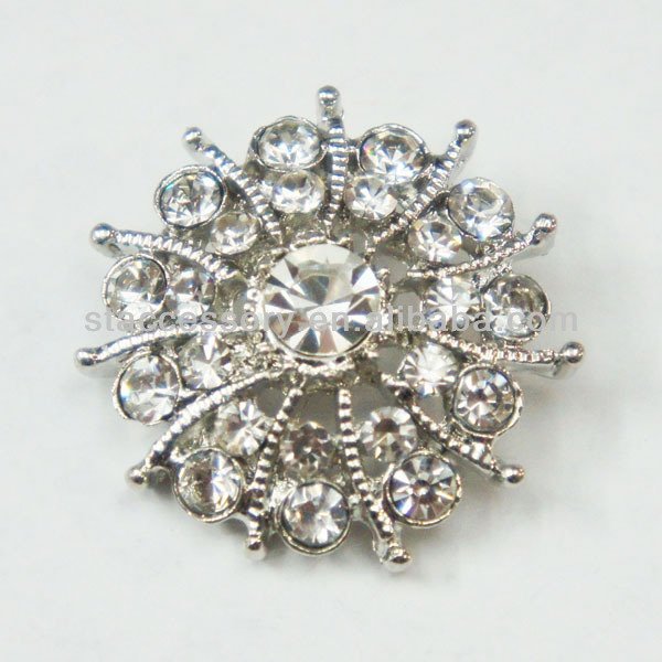 Rhinestone Flower Buttons Crystal Clear Diamante 24mm For Sewing & Craft