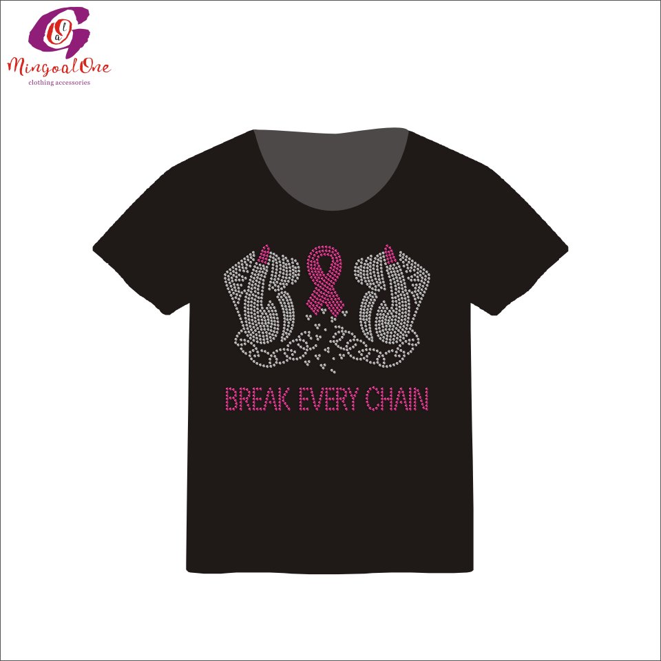 Recommend Fashion Custom SURVIVOR Pink Ribbon Rhinestone Heat Transfer Shiny Cancer Ribbon Hot Fix Rhinestone Transfer Design