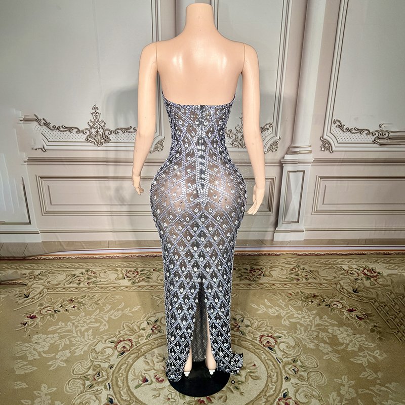 Novance Y3785-B 2024 Fashion Evening Dinner Dresses Crystal Dress Women Rhinestone Birthday Party Black Dress For Women Elegant