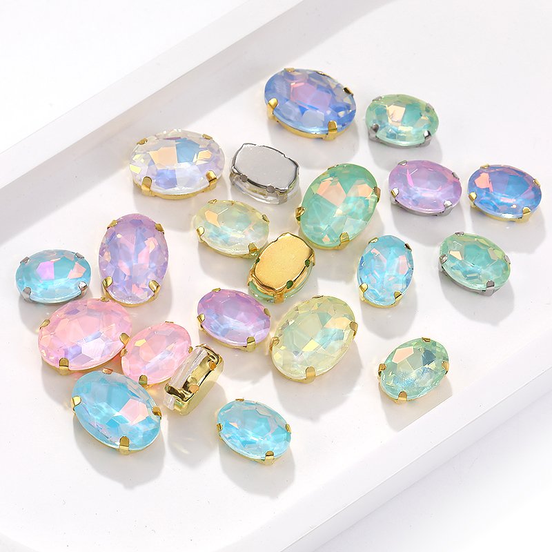 Xichuan Custom Strass Oval Crystal Rhinestones Bling 10*14mm 13*18mm With Claw Diamond Sewing Glass Beads Garment Accessories