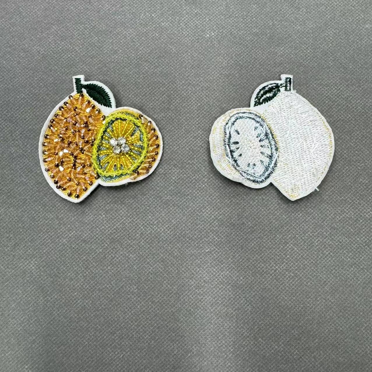 ZSY High quality embroidery fruits handmade rhinestone lemon beaded patch Cute Fruit Patch For Sew Clothing Shoe Bag