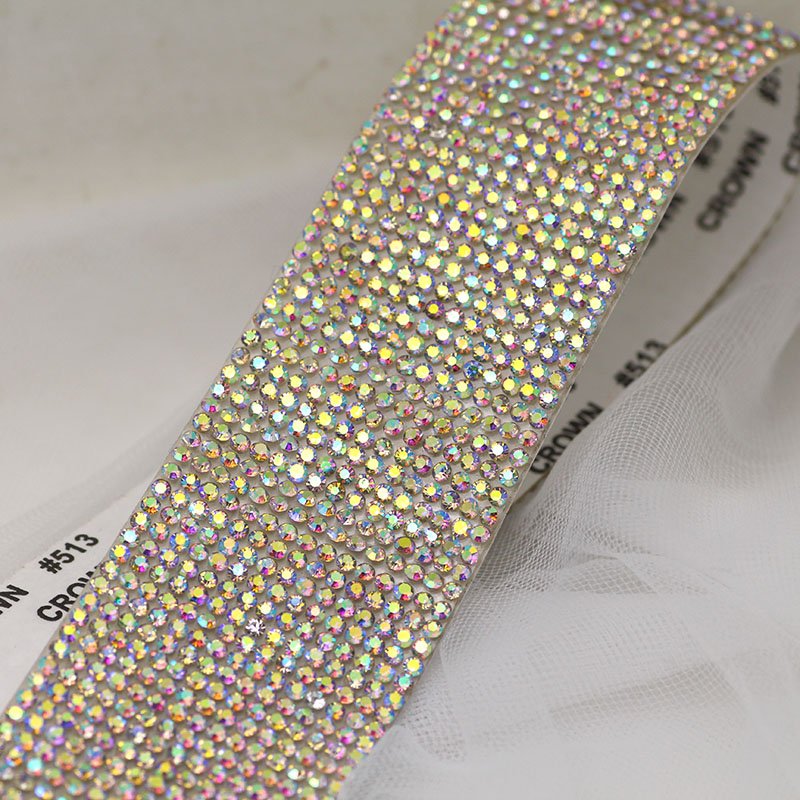 Wholesale Crystal AB clear Shine Rhinestone Trim Sew on rhinestone chain Iron Glue on Hot Fix Tap DIY shoes clothing Decoration