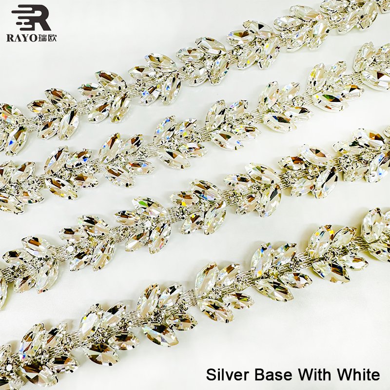 Wholesale Embroidery Neck Applique Beads Rhinestone Trimming Gold Chain Roll with Colorful Design 10 Yards Roll Chains