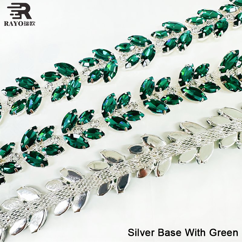 Wholesale Embroidery Neck Applique Beads Rhinestone Trimming Gold Chain Roll with Colorful Design 10 Yards Roll Chains