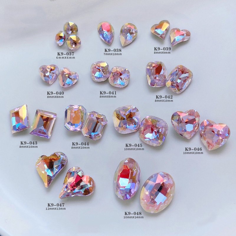 Factory Wholesale Pink Nail Stones Rhinestones Teardrop Glass Press On Nails Rhinestone Charms Big Nail Rhinestones Kit