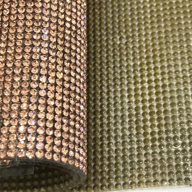 24*40cm lt peach color iron on hotfix rhinestone mesh sheet rhinestone sheet crystal