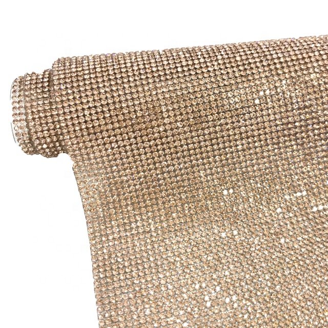 24*40cm lt peach color iron on hotfix rhinestone mesh sheet rhinestone sheet crystal