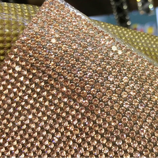 24*40cm lt peach color iron on hotfix rhinestone mesh sheet rhinestone sheet crystal