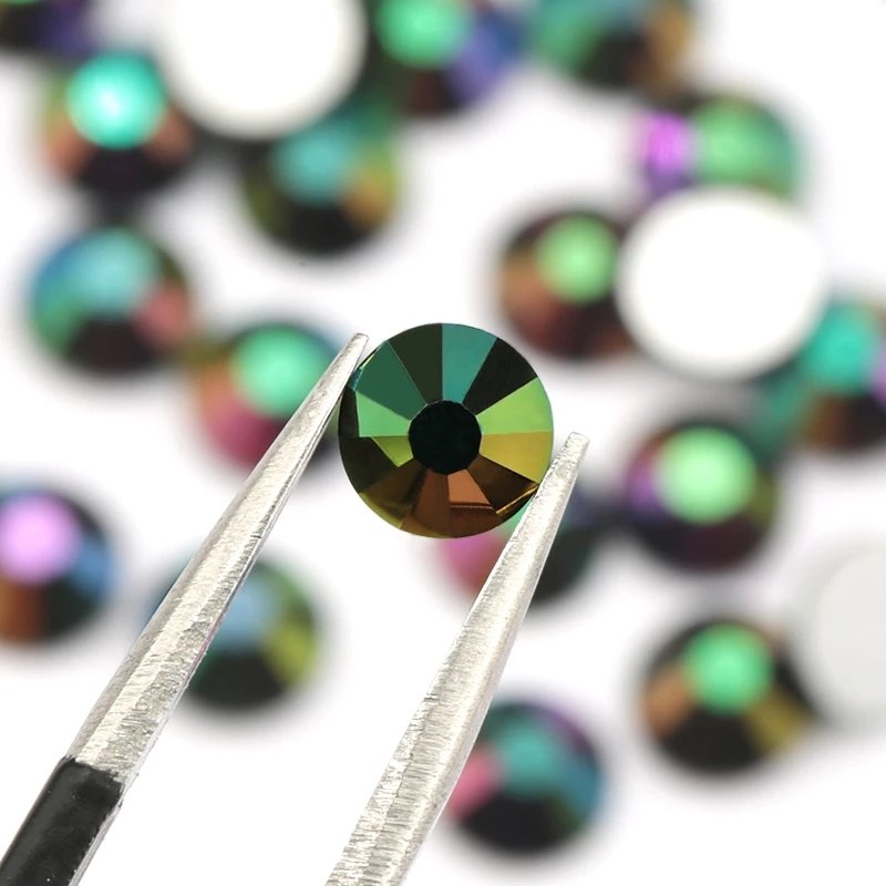 QIAO Metal Rainbow Color Glass Flatback Rhinestones SS16 SS20 SS30 Non Hotfix Eco-friendly Rhinestone for Garment Decoration