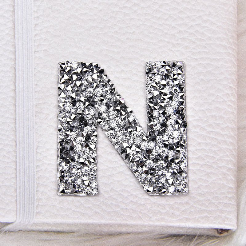 Rhinestones patches 3D letter Border Iron On Arm Embroidery Patches