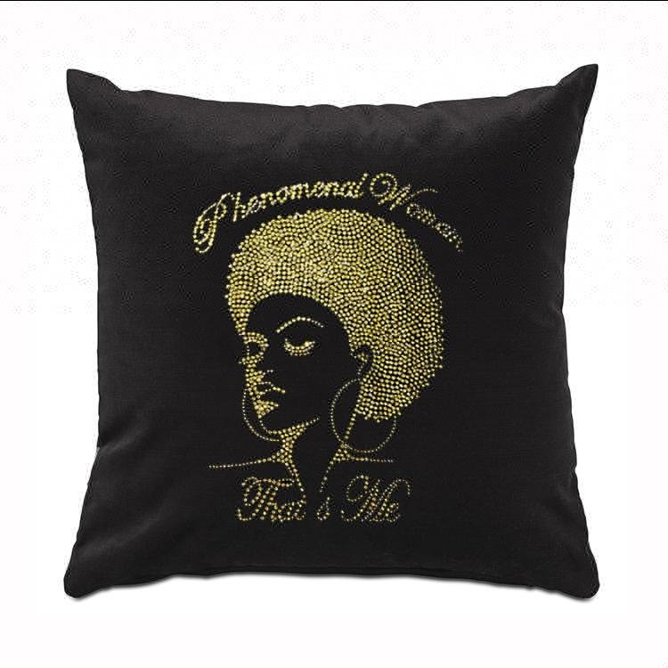 Afro Lady Custom pehnomenal woman rhinestone heat transfer design for t shirt