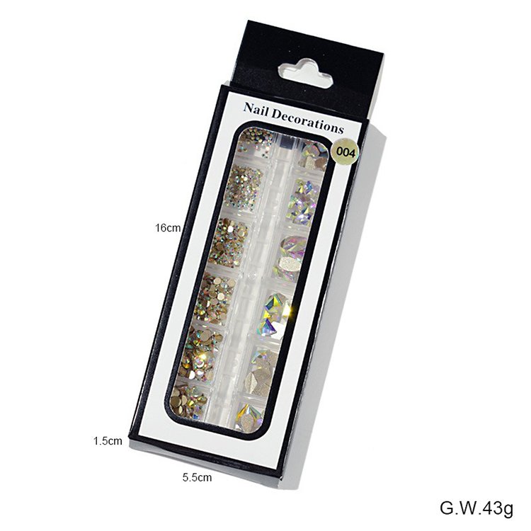 12Grids/Box Shiny Flatback 3D Glass Irregular shape SS4-SS16 Crystal Nail Art Rhinestone Stones DIY Nail Art Decoration