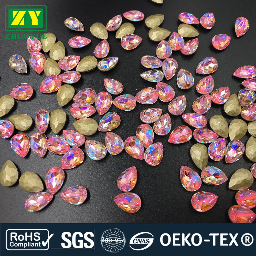 6*8mm Drop Hight quality crystal k9 Material Cut fancy non hot fix rhinestone