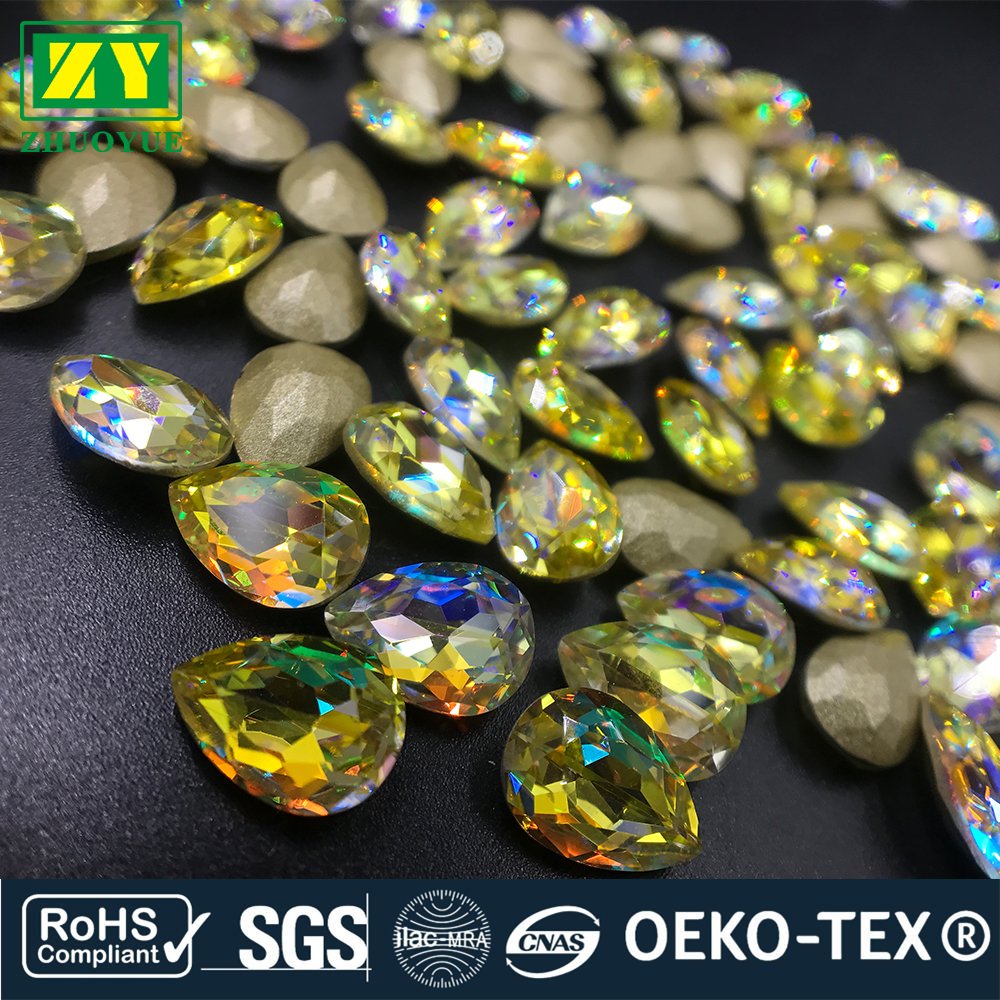 6*8mm Drop Hight quality crystal k9 Material Cut fancy non hot fix rhinestone