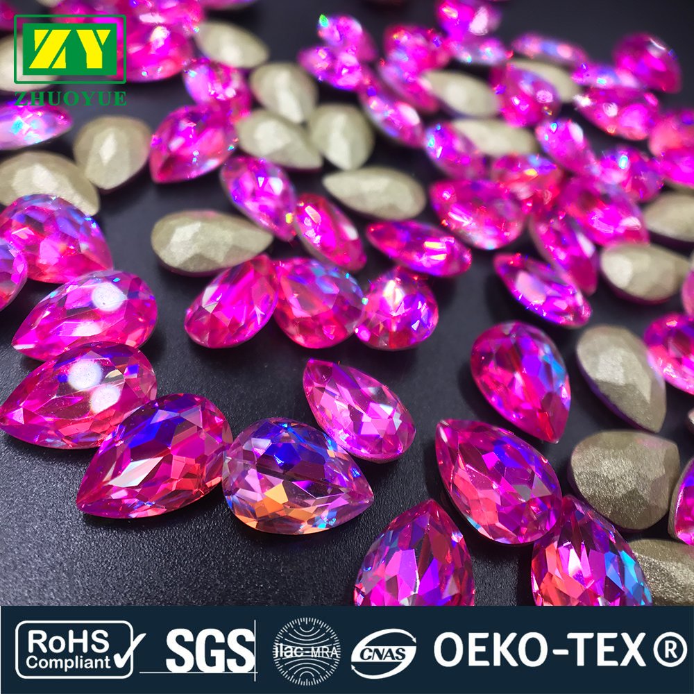 6*8mm Drop Hight quality crystal k9 Material Cut fancy non hot fix rhinestone