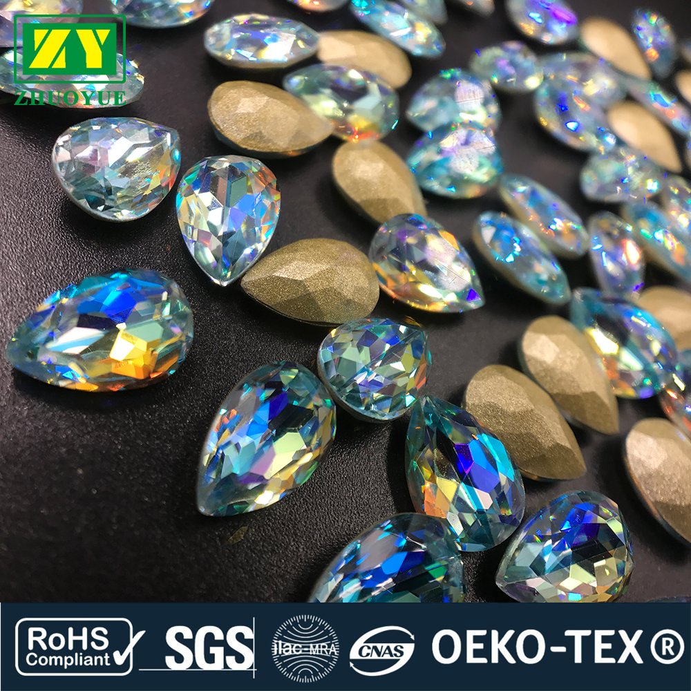 6*8mm Drop Hight quality crystal k9 Material Cut fancy non hot fix rhinestone