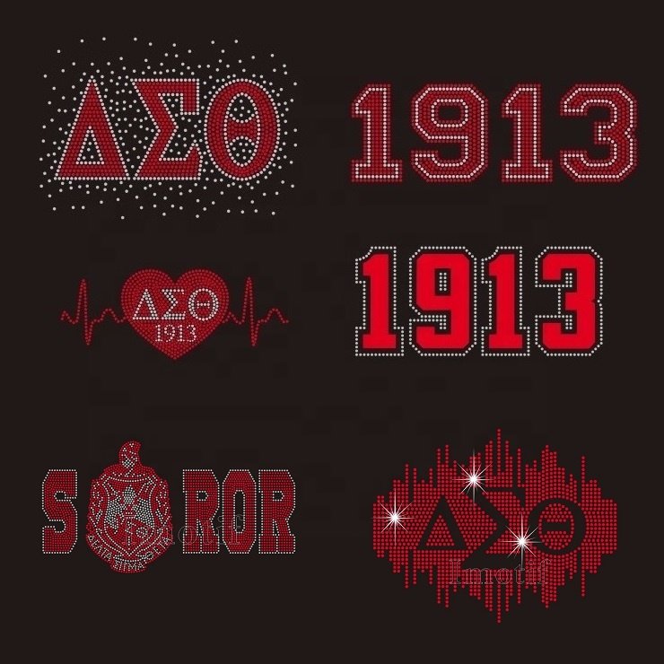 Delta University Sorority Design Iron On Custom Rhinestone Transfer 1913 Motif