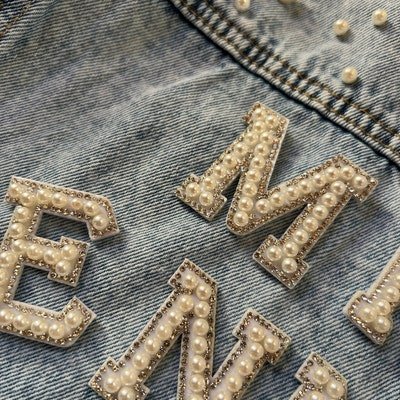 Letter Rhinestone Patch with Adhesive Hotfix Motif Heat Press Designs Crystal Rhinestone Heat Transfer
