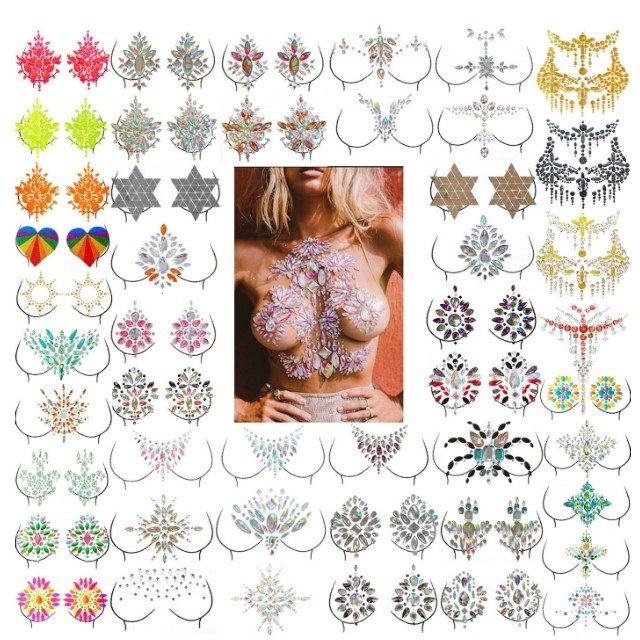 Wholesale High Quality Sequins Crystal Sexy Rhinestones Sticker Pasties Diamonds Sexy Nipple Pasties