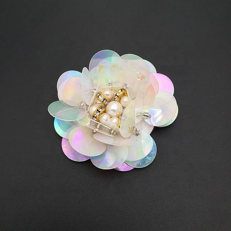 3d handmade sequins rhinestones flower beaded patches sew on