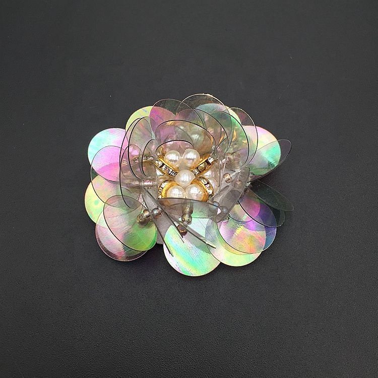 3d handmade sequins rhinestones flower beaded patches sew on