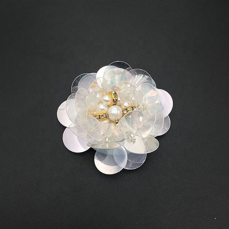 3d handmade sequins rhinestones flower beaded patches sew on