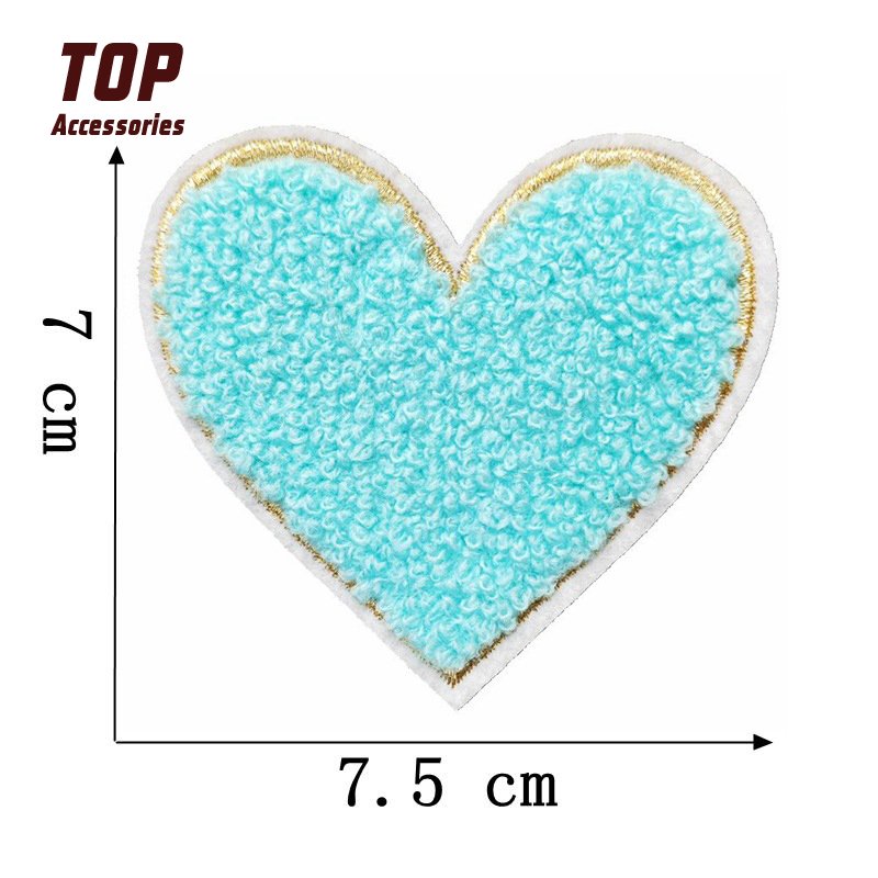 On Patches for Clothes Wholesale Handmade Love Heart Chenille Iron Fabric Cotton PVC Embroidery Sequins Embroidered Rhinestone