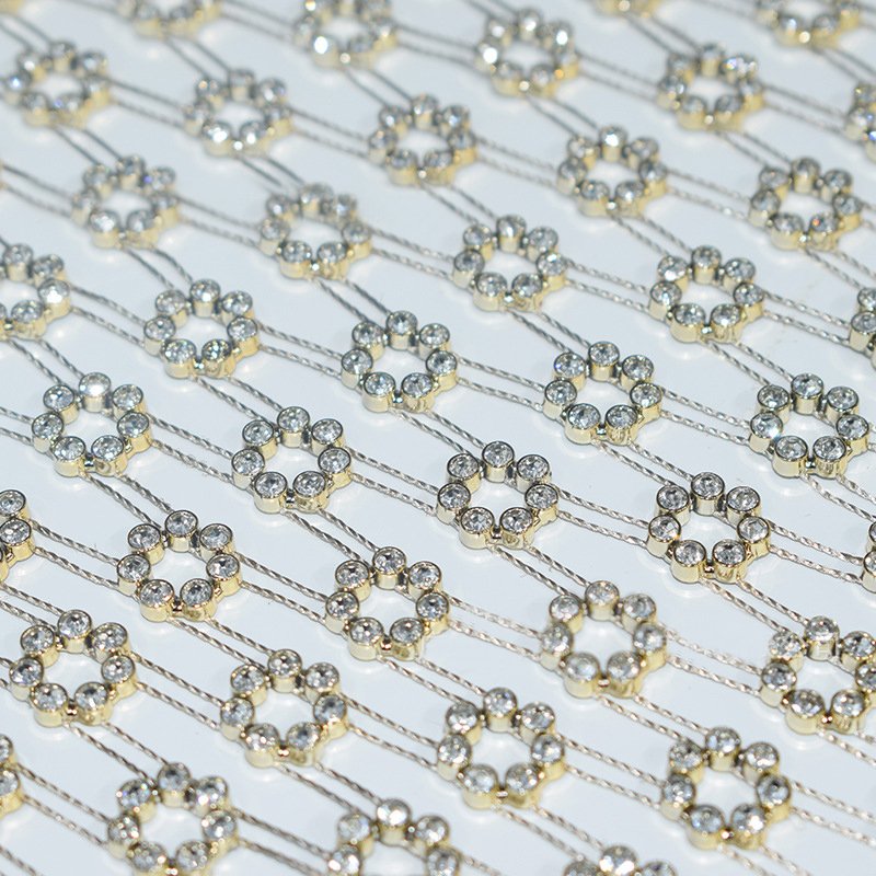 Factory Wholesale Sunflower Flower Shining Rhinestone Crystal Mesh Fabric Fish Net Crystal Fabric Rhinestone Mesh For Dress Bra