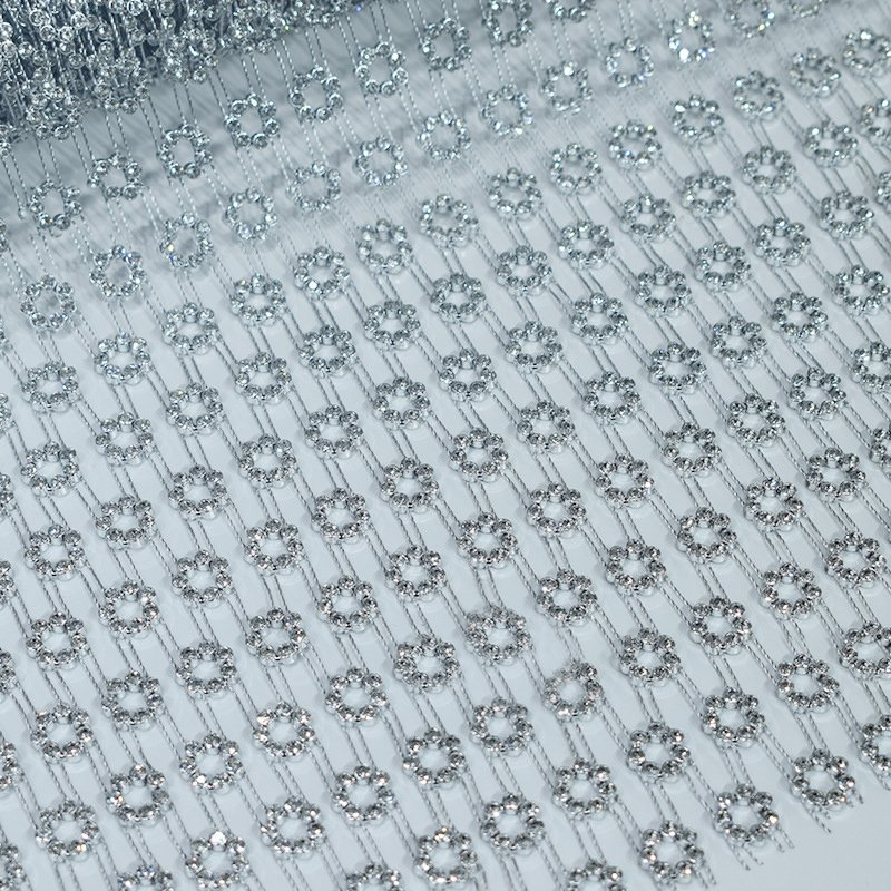 Factory Wholesale Sunflower Flower Shining Rhinestone Crystal Mesh Fabric Fish Net Crystal Fabric Rhinestone Mesh For Dress Bra