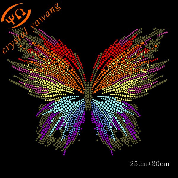 China Factory Custom Bling Designs Iron On Butterfly Hotfix Rhinestone Transfers Designs For T Shirt Clothes