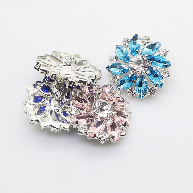 Rhinestone Crystal Flower Shape Sewing Buttons for Shoes Hat Clothes Buttons Colorful Metal Plastic ABS Beautiful Fashion