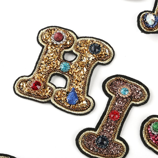 wholesale Custom Rhinestone English Alphabet Letter Mixed Embroidered Patch For Clothing Badge Paste For Clothes Bag Pant Shoes