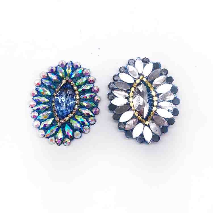 New customization aqua color rhinestone applique for carnival showgirl dress processing