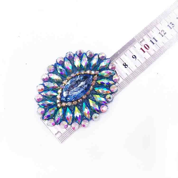 New customization aqua color rhinestone applique for carnival showgirl dress processing