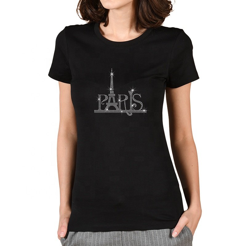 Paris Tower Rhinestone Iron on Transfer Design Popular Rhinestone Heat Transfer for T shirt