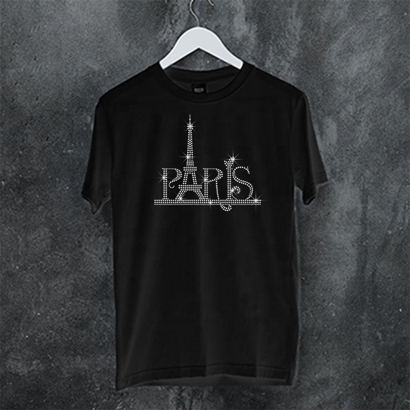Paris Tower Rhinestone Iron on Transfer Design Popular Rhinestone Heat Transfer for T shirt