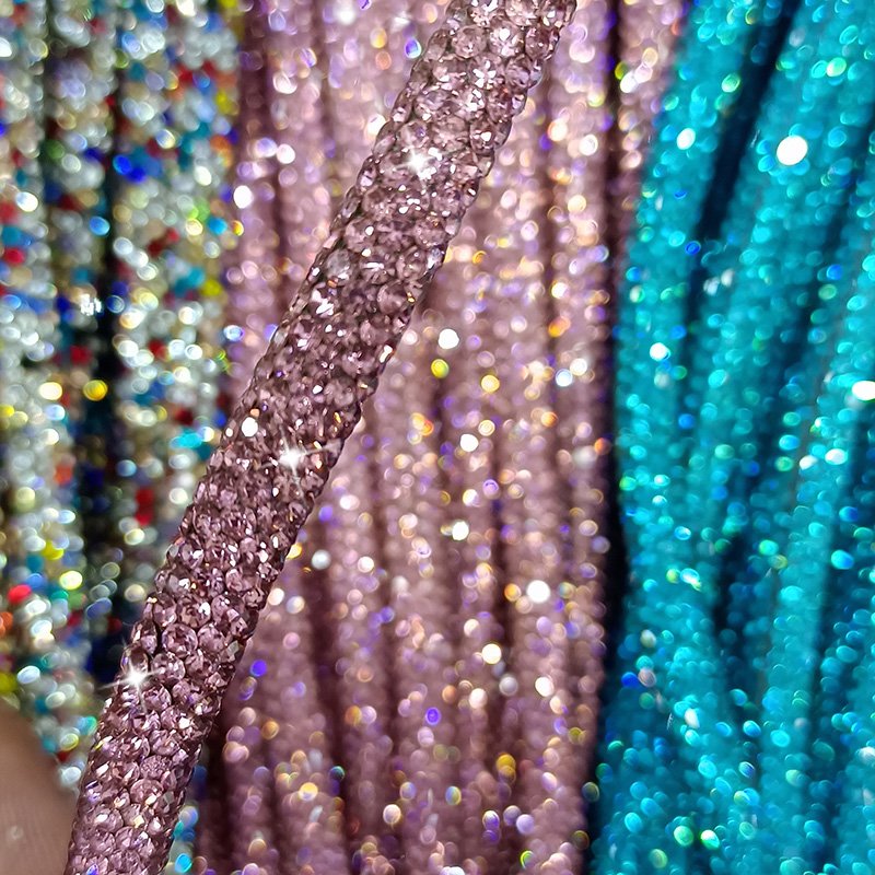 6 row crystal rhinestone trim rope shoe laces decoration crystal rope cord