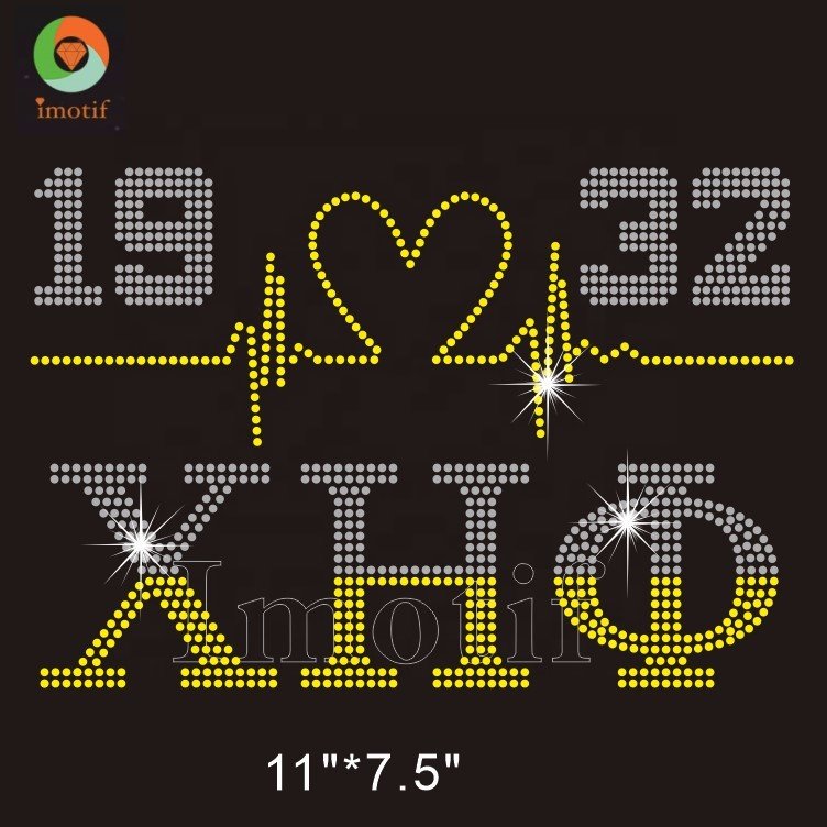 Hot Fix Crimson 1932 chi eta phi Iron On Custom Rhinestone Transfer 1920 Motif